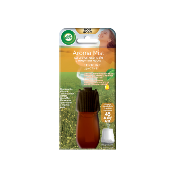 Air Wick Aroma Mist Rezervă pentru difuzor de parfum cu uleiuri esentiale odorizant de cameră, Fericire, 20 ml