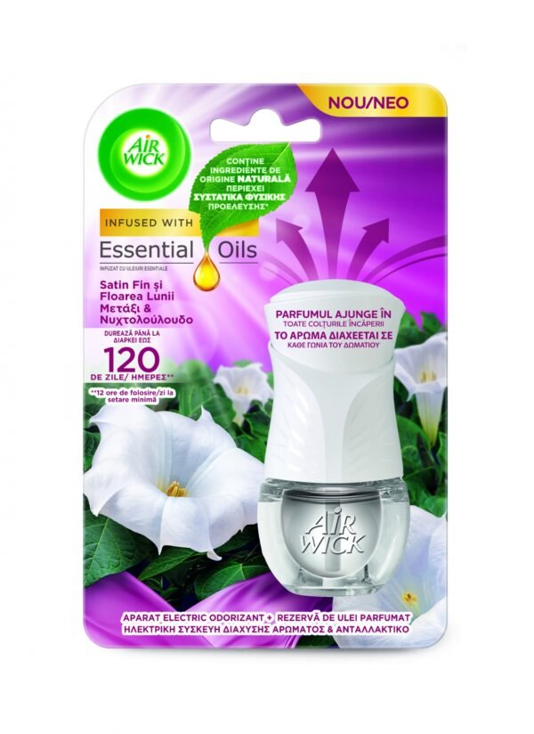 Air Wick odorizant electric de cameră, Satin fin și Floarea Lunii, 19 ml