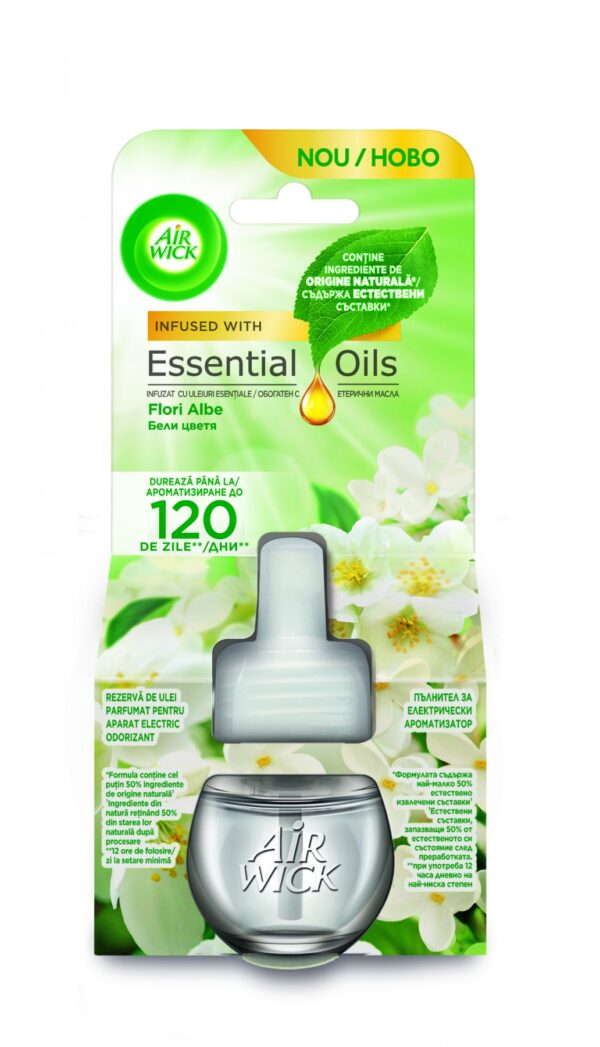 Air Wick rezervă odorizant electric de cameră, Flori Albe, 19 ml